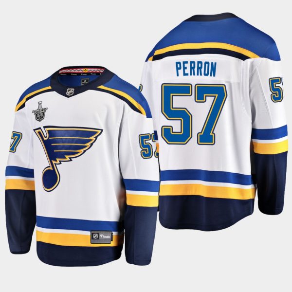 Herren St. Louis Blues Eishockey Trikot David Perron #57 2019 Stanley Cup Playoffs Auswärts Player Weiß